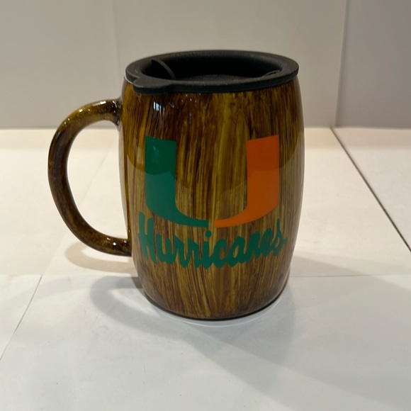 NEW Stainless Steel Miami Hurricanes Coffee Mug w/Lid - Picture 1 of 2